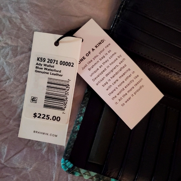 BRAHMIN Ady Wallet in Blue Waterford Genuine Leather - Picture 12 of 12